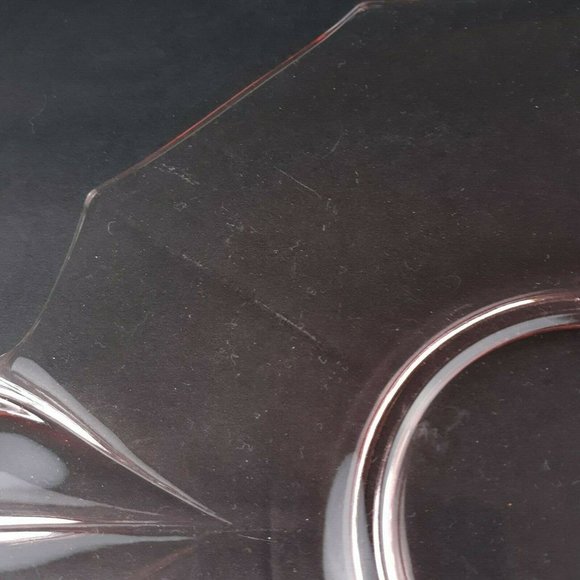 Vintage Depression Era Pink Glass Double Handle Serving Plate Tray - Picture 10 of 12